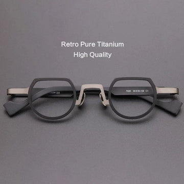 Takeo Pure Titanium Glasses Frame Geometric Frames Southood Black